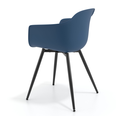 cadeira sala de espera preto azul 4 patas plastico bracos fixos 6