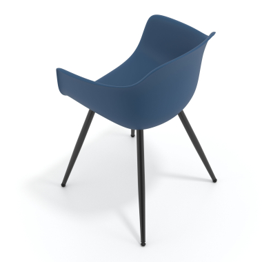 cadeira sala de espera preto azul 4 patas plastico bracos fixos 7