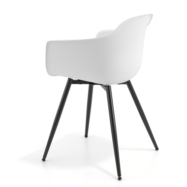 cadeira sala de espera preto branco 4 patas plastico bracos fixos 6