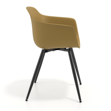cadeira sala de espera preto amarelo 4 patas plastico bracos fixos 4