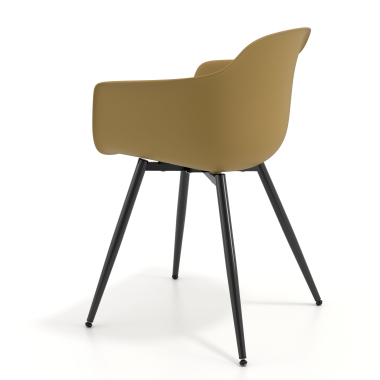 cadeira sala de espera preto amarelo 4 patas plastico bracos fixos 6