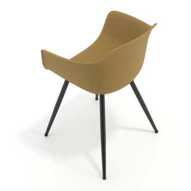 cadeira sala de espera preto amarelo 4 patas plastico bracos fixos 7