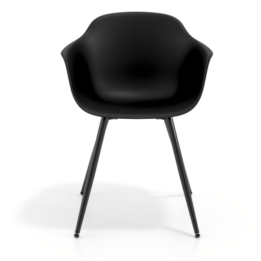 cadeira sala de espera preto preto 4 patas plastico bracos fixos 2