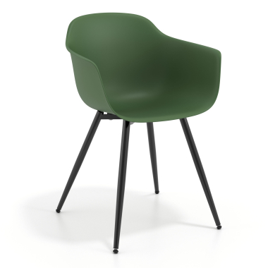 cadeira sala de espera preto verde 4 patas plastico bracos fixos 1