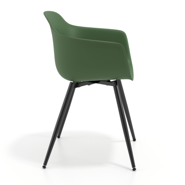cadeira sala de espera preto verde 4 patas plastico bracos fixos 4