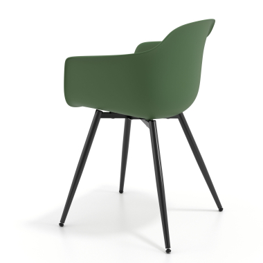 cadeira sala de espera preto verde 4 patas plastico bracos fixos 6