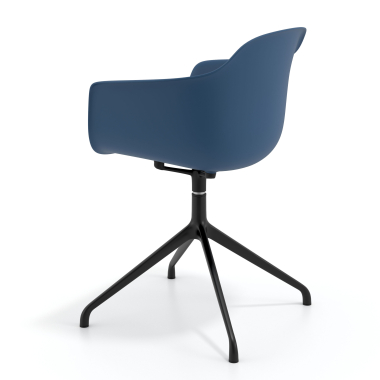 cadeira de reuniao preto azul base piramide plastico bracos fixos 5