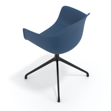cadeira de reuniao preto azul base piramide plastico bracos fixos 6