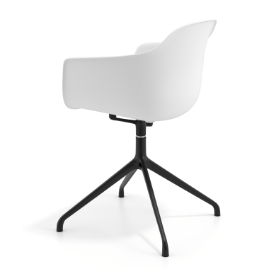 cadeira de reuniao preto branco base piramide plastico bracos fixos 6