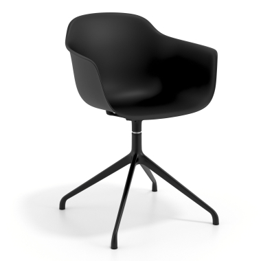 cadeira de reuniao preto preto base piramide plastico bracos fixos 1