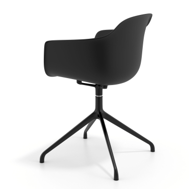 cadeira de reuniao preto preto base piramide plastico bracos fixos 6