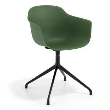 cadeira de reuniao preto verde base piramide plastico bracos fixos 1