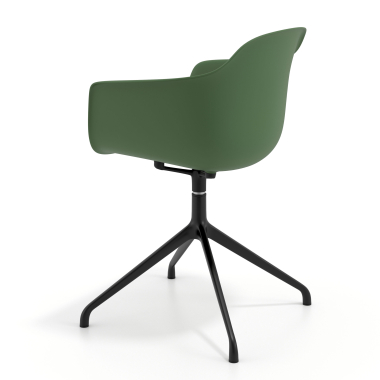 cadeira de reuniao preto verde base piramide plastico bracos fixos 6
