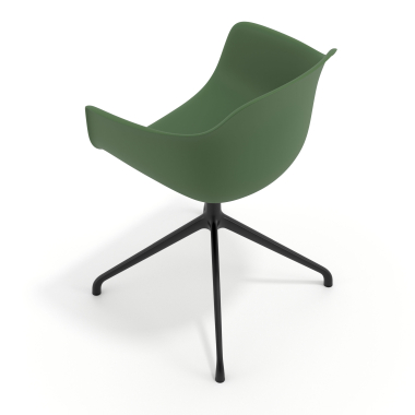 cadeira de reuniao preto verde base piramide plastico bracos fixos 7