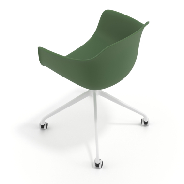 cadeira de reuniao branco verde com rodizios plastico bracos fixos 7