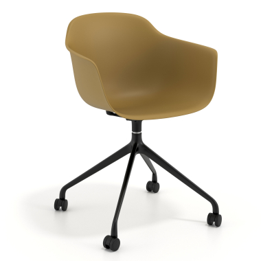 cadeira de reuniao preto amarelo com rodizios plastico bracos fixos 1