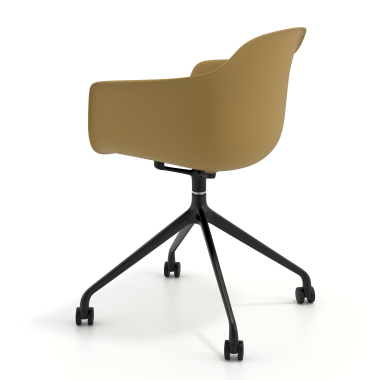 cadeira de reuniao preto amarelo com rodizios plastico bracos fixos 6