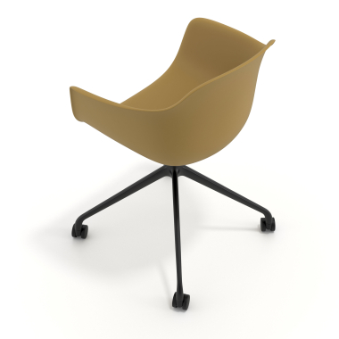 cadeira de reuniao preto amarelo com rodizios plastico bracos fixos 7