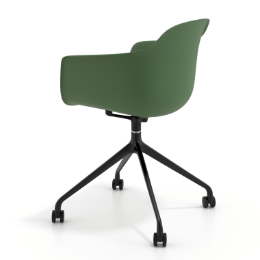 cadeira de reuniao preto verde com rodizios plastico bracos fixos 6