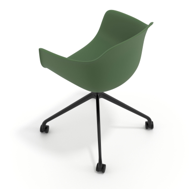 cadeira de reuniao preto verde com rodizios plastico bracos fixos 7