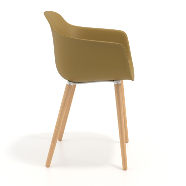 cadeira nordica amarelo giratoria madeira plastico bracos fixos 4