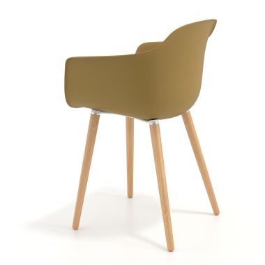 cadeira nordica amarelo giratoria madeira plastico bracos fixos 6