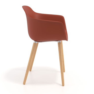 cadeira nordica laranja giratoria madeira plastico bracos fixos 4
