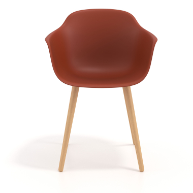 cadeira nordica laranja giratoria madeira plastico bracos fixos 3