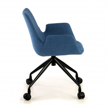 cadeira sala de espera preto azul giratoria com rodizios tecido bracos estofados 4