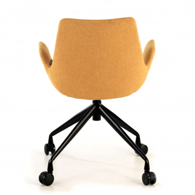 cadeira sala de espera preto amarelo giratoria com rodizios tecido bracos estofados 6