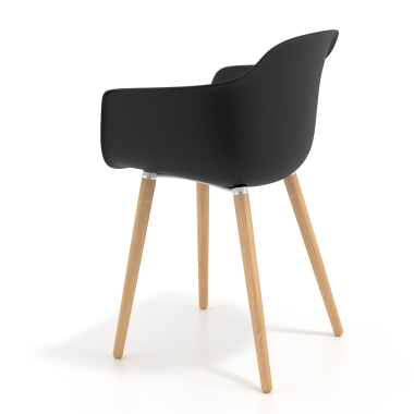 cadeira nordica preto giratoria madeira plastico bracos fixos 6