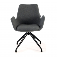 Cadeira Reunião Glamm, estofamento amplo, pés em preto grafite