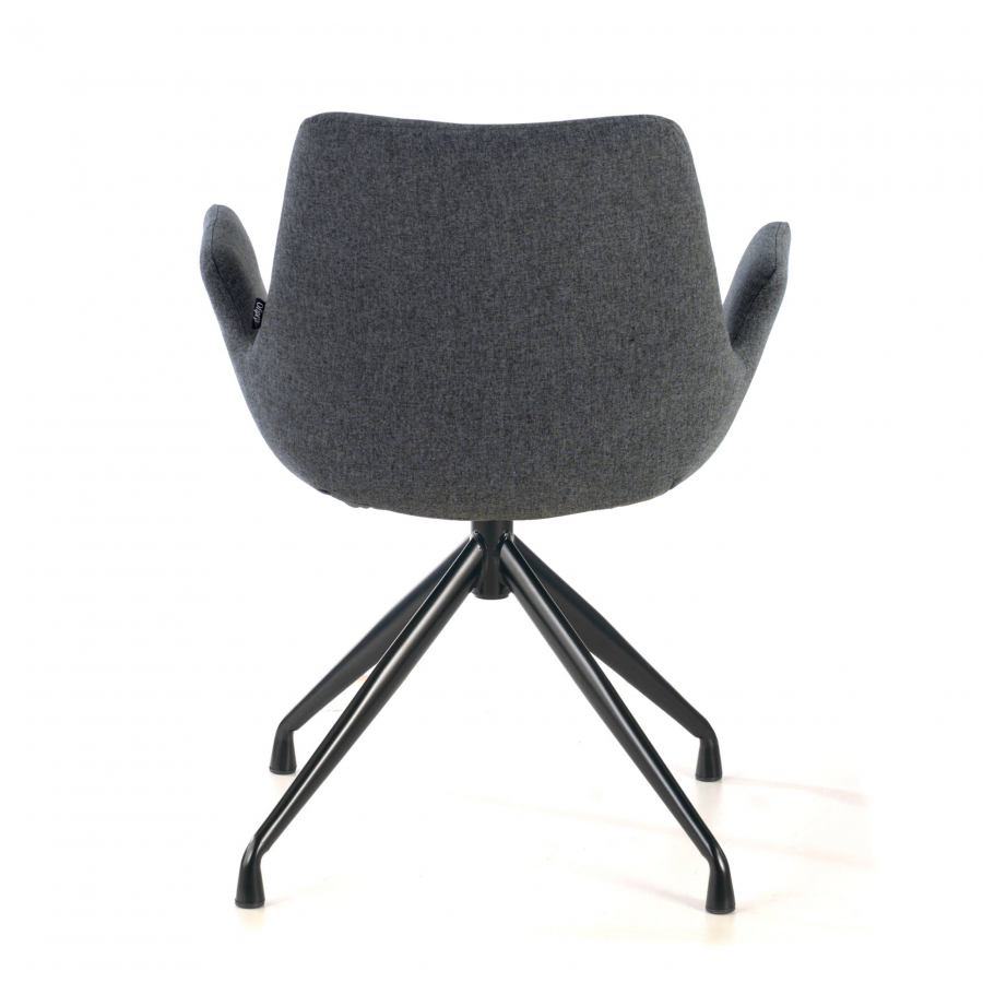 Cadeira Reunião Glamm, estofamento amplo, pés em preto grafite