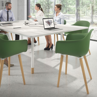 cadeira nordica verde giratoria madeira plastico bracos fixos 2