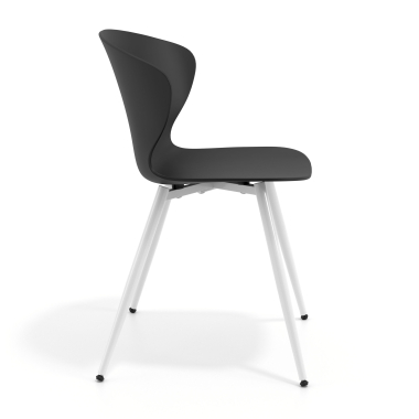 cadeira sala de espera branco preto 4 patas plastico bracos fixos 4