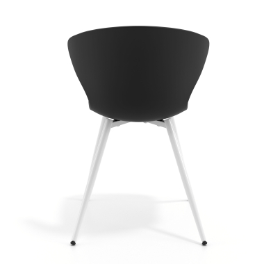 cadeira sala de espera branco preto 4 patas plastico bracos fixos 5