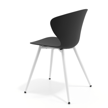 cadeira sala de espera branco preto 4 patas plastico bracos fixos 6