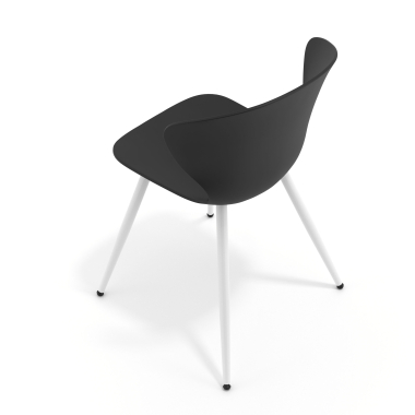 cadeira sala de espera branco preto 4 patas plastico bracos fixos 7