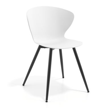 cadeira sala de espera preto branco 4 patas plastico bracos fixos 1