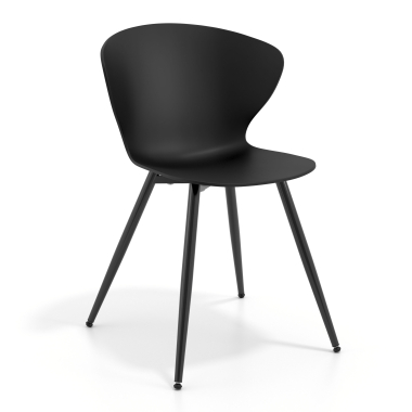 cadeira sala de espera preto preto 4 patas plastico bracos fixos 1