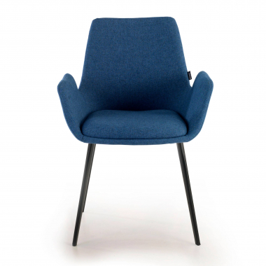 cadeira sala de espera preto azul 4 patas tecido bracos estofados 3
