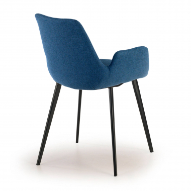 cadeira sala de espera preto azul 4 patas tecido bracos estofados 5