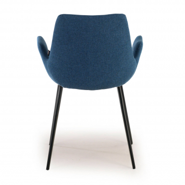 cadeira sala de espera preto azul 4 patas tecido bracos estofados 6
