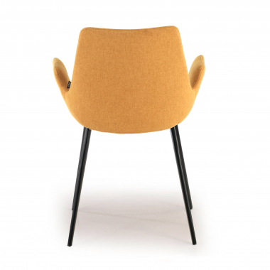 cadeira sala de espera preto amarelo 4 patas tecido bracos estofados 6