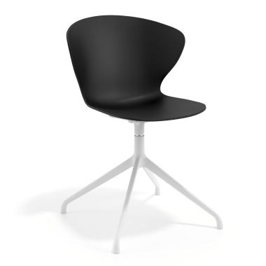 cadeira de reuniao branco preto base piramide plastico bracos fixos 1