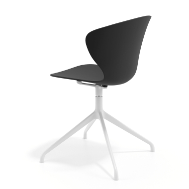 cadeira de reuniao branco preto base piramide plastico bracos fixos 6
