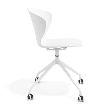 cadeira de reuniao branco branco com rodizios plastico bracos fixos 4