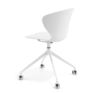 cadeira de reuniao branco branco com rodizios plastico bracos fixos 6