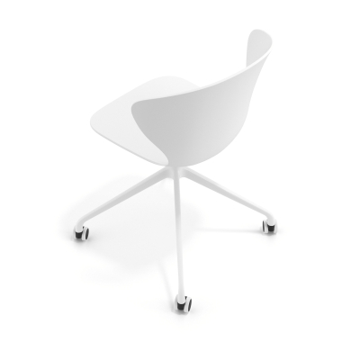 cadeira de reuniao branco branco com rodizios plastico bracos fixos 7