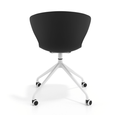 cadeira de reuniao branco preto com rodizios plastico bracos fixos 5